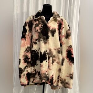 BP. Teddy Fleece Snap Jacket - Tie Dye